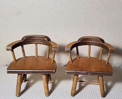 Read Miniature Doll House Furniture Round Back Arm Chairs Set Of 2  1:6 Scale • $14.95