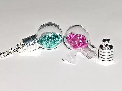 1 Make Your Own Christmas Snowglobe Round Glass Bottle Pendant/Vials Necklace *~ • $2.25