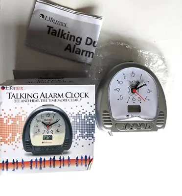 Lifemax Alarm Clock TALKING Silver Classic Sound Speak Time Analogue And Digital • £10.97