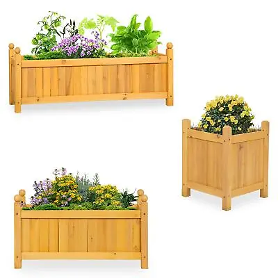£34.99 • Buy Wooden Outdoor Planter Garden Display Pot Raised Bed Plant Flowers