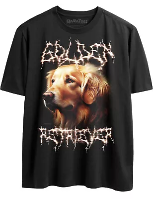 Epic Golden Retriever Retro 80s Glam Heavy Metal Tshirt For Men Women Dog Owners • $21.99