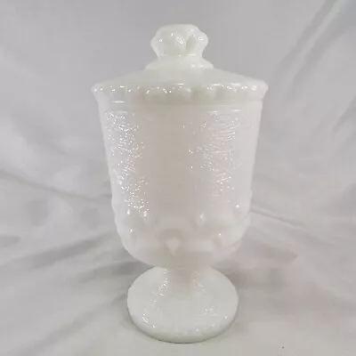 Vintage Milk Glass Candy Dish Sugar Bowl Pedestal Jar With Lid 8 H • $39.97