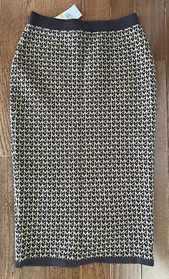 MICHAEL MICHAEL KORS MK Logo Jacquard Pencil Skirt Brown & Tan Size Small NEW!! • $89.99