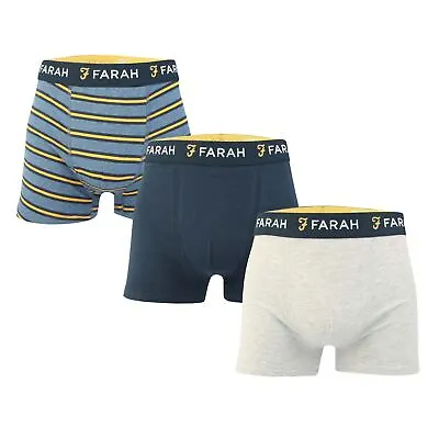 Men's Underwear Boxers Farah Darmin 3 Pack Boxer Shorts In Multicolour • £15.99