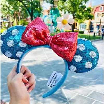 US Disney Parks Sequins Bow Polka Dot Ears Sun Flower Minnie Mickey Headband • $15.89