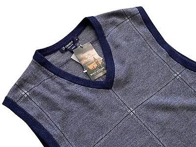 Daniel Cremieux Collection Nwt Blue Windowpane Merino Wool Sweater Vest XL • $15.99