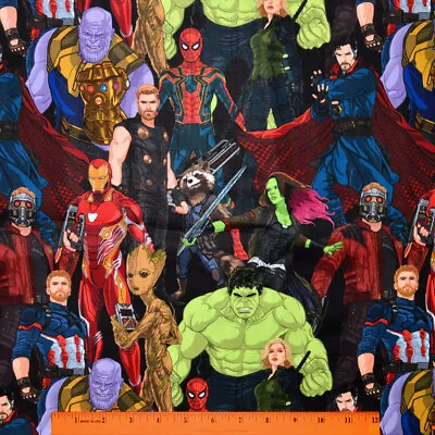 Marvel Infinity Wars Fabric - HALF YARD - 100% Cotton - Quilting Iron Man Hulk • $6.98