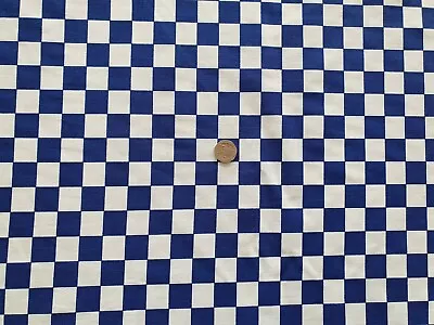 £6.95 • Buy Chefs Check - Bright Navy Blue & White Cotton Drill/Twill Fabric/Material 