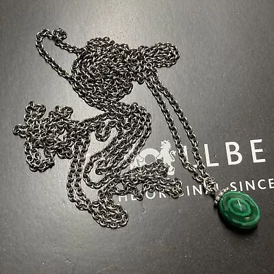 Trollbeads Retired Fantasy Necklace With Malachite Gemstone Pendant 120cm • $128.04