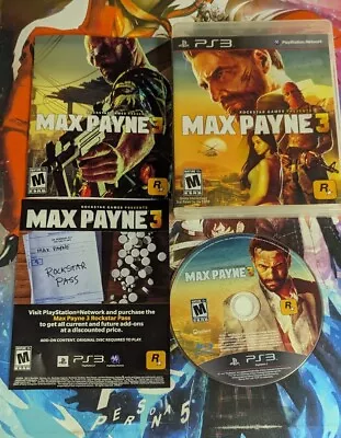Max Payne 3 (Sony PlayStation 3 PS3 2012) CIB Complete W/Manual Tested Working  • $20