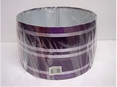 11  Ribbon Drum Shade Pendant Lampshade Ceiling Light. Aubergine Plum Silver • £25.99