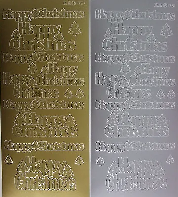 £2.55 • Buy 2 Sheets Of Happy Christmas Peel-offs (3) Gold And Silver 18 In Total