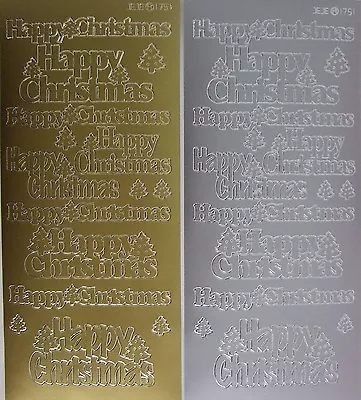 £2.55 • Buy 2 Sheets Of Happy Christmas Peel-offs (3) Gold And Silver 18 In Total