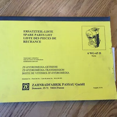 $59.99 • Buy ZAHNRADFABRIK 8WG65 II Transmission PARTS CATALOG MANUAL LIST GUIDE BOOK DROPBOX