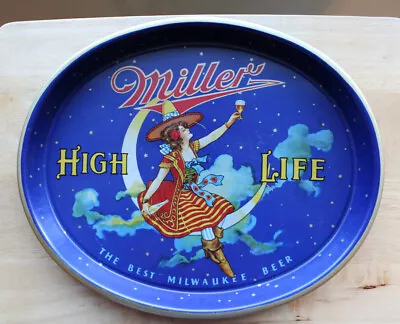 Vintage/Pre-WW2 Miller High Life Beer Tray Girl On The Moon - Oval 15   • $70