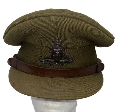 Royal Artillery Officers Khaki Service Dress  Peaked Cap By Herbert Johnson • £35