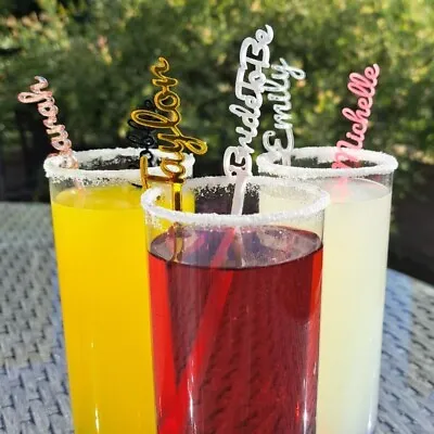 Personalised Drink Stirrers Cocktail Drinks Stirrers Weddings Baby Shower • £0.99