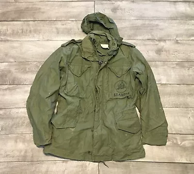 Vtg US Army M65 OG107 Vietnam Field Coat Jacket Small Seabees Alpha Industries • $135.99