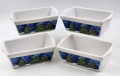4 Christmas Trees Snowflakes Mini Loaf Pans Ceramic • $10