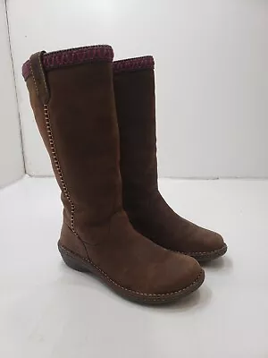 Ugg Womens Swell Boots Tall Pull On Shearling Lined Leather Brown Size 9 • $44.99