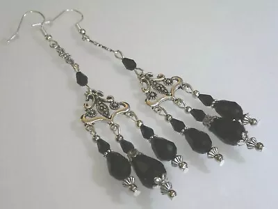 Vintage Deco Style Teardrop Crystal Chandelier Long Drop Earrings Jewellery Gift • £9.69