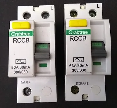 Crabtree Starbreaker RCD/RCCB 30mA  80A 63A  ! Live Tested ! 380/030 & 363/030 • £16.50