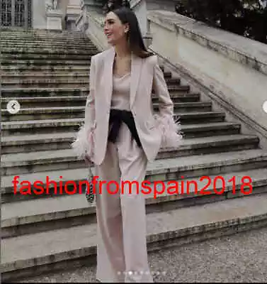 $163.49 • Buy Zara New Woman Straight Blazer With Feathers Jacket  Beige Pink Xs-xxl 2392/707