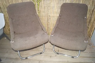 £125 • Buy Pair Vintage Retro Mid Century 1970s Chrome Modernist Sling Chairs PETER HOYTE ?