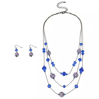 Mixit Hematite Blue Fireball Earring And Necklace Set • $12.99