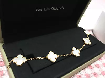 Auth Van Cleef & Arpels Vintage Alhambra 18K YG 5 Motif Mother Of Pearl Bracelet • $1200