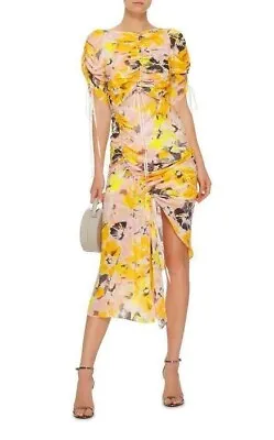 Alice McCall Yellow Floral  100% Silk “Soilee” Dress Size 12 • $160