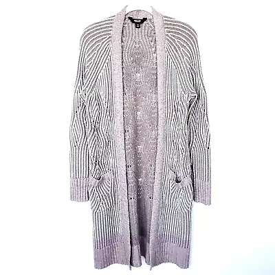 Simply Vera Vera Wang Long Knit Cardigan Womens Size XS Grey Purple Pockets • $15.99