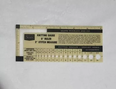 Vintage Sears Knitting Needle Gauge Two Inch Stitch Measurement USA Made Card • $11.99