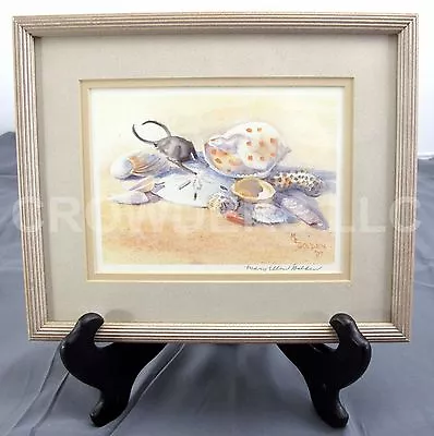 Mary Ellen Golden '87 Watercolor Print Framed & Matted Seashell Ocean Life 11x10 • $44.60