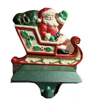 MIDWEST Of Canon Falls SANTA IN SLEIGH STOCKING HANGER HOLDER CAST IRON Vintage • $21.99