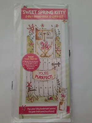 £3.75 • Buy SWEET SPRING KITTY BOOKMARK Cross Stitch Illustrated Card Kit Kitten Cat