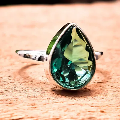 Green Tourmaline Gemstone 925 Sterling Silver Handmade Ring Jewelry In All Size • $9.99