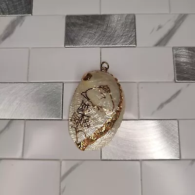 Vintage Nature's Jewelry Shell Mother Of Pearl Pendant 2  Yellow Gold Dipped • $8.98