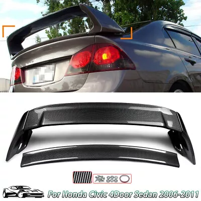 Rear Carbon Black Roof Trunk Spoiler For 06-11 Honda Civic Sedan 2.4L 1.8L ABS • $91.91