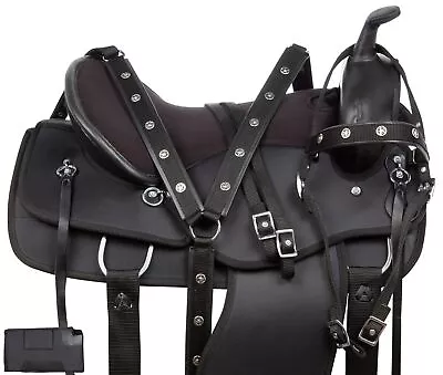 Horse Saddle Western Trail Barrel Racing Black Cordura Tack 15 16 17 • $284.91