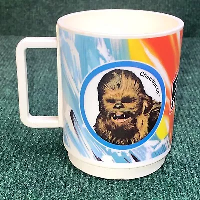 Vintage EMPIRE STRIKES BACK Star Wars Mug Cup CHEWBACCA C-3PO R2-D2 Deka 1980 • $18.95