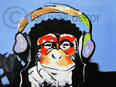 A0 Dj Monkey Blue Canavs Print  Great Colour Graffiti Street Urban Art Painting • $48.57