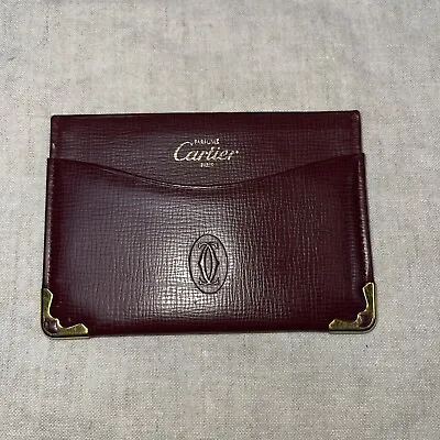 Genuine Cartier Leather Must De Card Holder Credit Case Bordeaux Red • $125