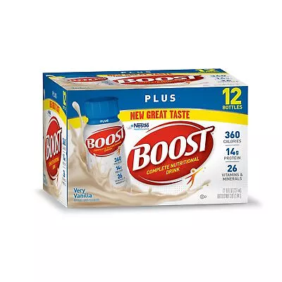 Boost Plus Complete Nutritional Drink BB 12/2023 Very Vanilla 8 Fl Oz Bottle • $19.99