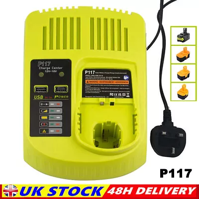 P117 Charger For Ryobi 12V 14.4V 18V Lithium-Ion & NiCad NiMh Battery P108 P107 • £14.93