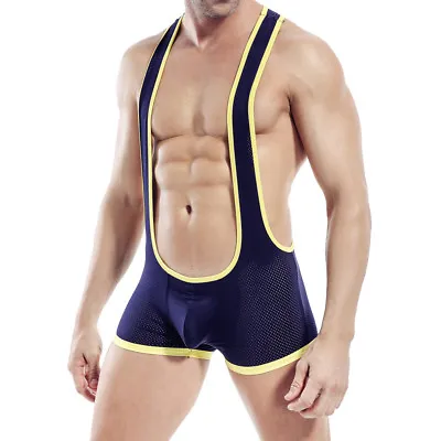 Mens Mesh Bodywear Wrestling Singlet Struggles Sexy Jockstrap Underwear • £7.19