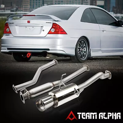 Fits 2001-2005 Civic EX [4  TIP MUFFLER] Stainless Steel Catback Exhaust System • $159.89