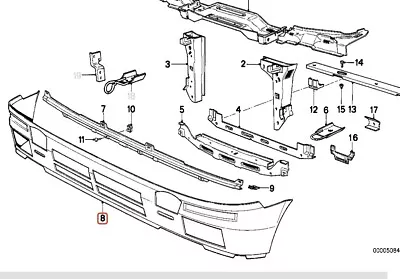 BMW E30 325e 325i COUPE SEDAN VERT VALANCE FRONT PENAL-METAL BUMPER ONLY! 82–90 • $589.25