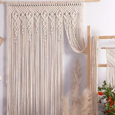 Gorgeous Large Macrame Curtain Handmade Wall Hanging Tapestry Boho Doorway Decor • $39.90