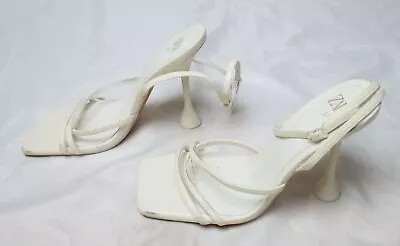 $16.19 • Buy ZARA Women's Square Toe High Heeled Strappy Sandals CB7 White Size US:6.5 EUR:37